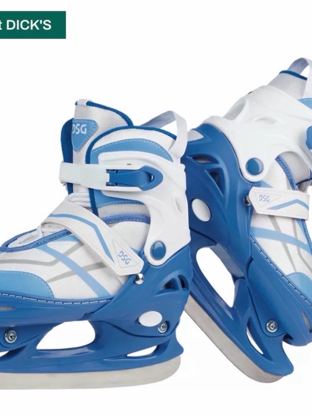 DSG Kids Adjustable Ice Skates - Blue & White